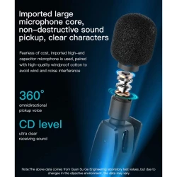 YESIDO KR11 Microphone Lavalier Cravate sans-fil 2.4Ghz Type‑C pour Smartphone et PC