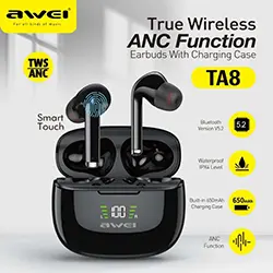 Ecouteur Earbuds sans-fil bluetooth 5.2 AWEI TWS TA8 Étanche IPX4 Sport Gaming avec ANC et Ecran Led