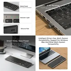 Clavier sans-fil 2.4Ghz YESIDO KB10 Portable Pour Windows / Mac / Linux