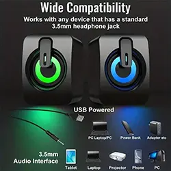 Haut-parleurs d'ordinateur PC A2 RGB USB 2.0 AUX