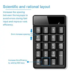 Pavé Numerique sans-fil 2.4ghz Mini clavier mécanique 19 Touches etanche