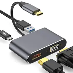 Adaptateur HUB 4 en 1 type-c to HDMI 4K + VGA 1080P + USB 3.0 + Type-c PD 87W