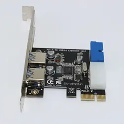 Carte d'extension PCI express PCI-E 19/20 pins  2 x USB 3.0 + USB 3.0 Boitier