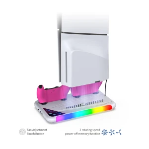 Dobe TP5-3557D Support Docking RGB pour PS5 / PS5 Slim Manette avec ventilateur de refroidissement