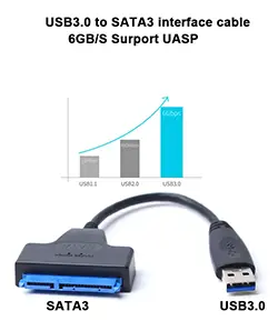 Adaptateur Convertisseur SATA III 2.5 pouces vers USB 3.0 jusqu'à 6 Gbps pour disque dur SSD HDD Sata 2.5 pouces