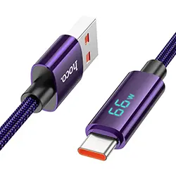 Cable USB-A Vers USB-C Type-c de Données et Charge 5A 66W avec affichage Puissance LED HOCO U125 1.2m