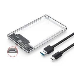 Rack Boîtier de disque dur HDD SSD Transparent 2.5 pouces USB 3.1 Type-c 5gbps