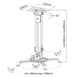 Support Plafond DATASHOW Videoprojecteur projecteur universel ajustable 380-580mm Charge:13.5Kg MT-SUP312