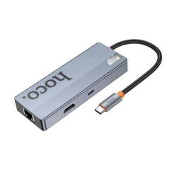 Station d'accueil HUB 6 en 1 HOCO HB51 TYPE-C vers to HDMI 4K + Rj45 + 3 * USB 3.0 + USB-C (PD) 100W