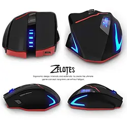 Souris Double Mode Filaire et Sans Fil 2.4ghz Rechargeable ZELOTES F-18 RGB 7 boutons