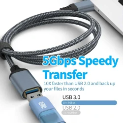 Câble d'extension USB 3.0 5Gbs tressé Mâle vers Femelle - 1m