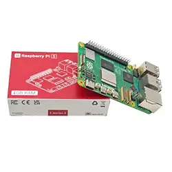Kit Complet Starter Raspberry Pi 5 Officiel 4GB avec alimentation officiel 27W,  boitier officiel, Micro SD 32GB et cable Micro HDMI-HDMI