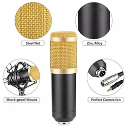 Kit Microphone à condensateur Professional M-800U Avec Support De Fixation - Noir|Doré