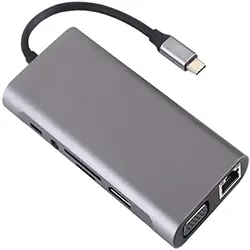 Adaptateur HUB 11 en 1 USB-C to HDMI + RJ45 + Type-C + SD CARD + MICRO SD + 1 * USB 3.0 + 3 * USB 2.0 + AUDIO + VGA