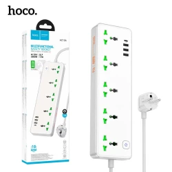 HOCO AC13A Multiprise rallonge universelle Chargeur 5 Prise 2500W + 3 USB QC3.0 + 1 Type-C PD 17W