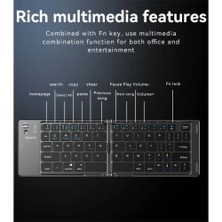 YESIDO KB27 Clavier Portable sans-fil Bluetooth 5.0 Pliable Rechargeable Pour ANDROID IOS PC