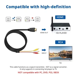 Câble HDMI mâle vers 3 x RCA 1080P vidéo audio AV 1.5m pour TV HDTV DVD