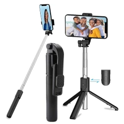 Perche à selfie avec trépied Bluetooth avec Télécommande pour téléphone Portable rotatif à 360° G7 1m