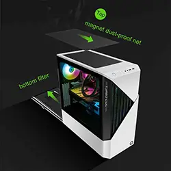 Boitier Gaming PC ATX GAMEMAX Contac Turbo ARGB COC en acier et Verre Trempé Antipoussière - Blanc/Noir
