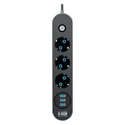 Multiprise rallonge 3 Prise + 3 USB 2500W avec interrupteur 2m FULLTECH FTR-01