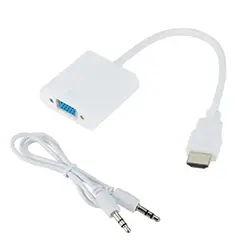 Adaptateur Convertisseur HDMI Mâle vers VGA Femelle 1080p avec Audio - Blanc
