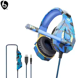 Casque Gaming Ovleng GT95 LED avec Microphone stéréo pour PS4 Smartphone - Bleu