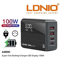 Chargeur LDNIO A4809C 100W GaN 4 Port USB QC4.0 Type-c PD pour smartphone LAPTOP