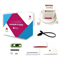 Kit Complet Starter Raspberry Pi Zéro 2 W Officiel avec alimentation officiel, boitier officiel, Micro SD 32GB et cable Mini HDMI-HDMI