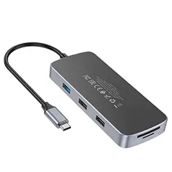 HUB 8 en 1 HOCO HB32 PD100W Type-c USB-C to HDMI + RJ45 + SD/TF + 1 * USB 3.0 + 2 * USB 2.0 + Type-c PD