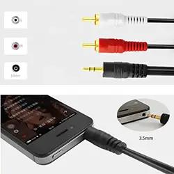 Câble Convertisseur Jack Aux 3.5mm mâle vers to AV 2 x RCA mâle 1.5m 3m 5m 10m