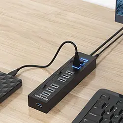 HUB Répartiteur USB 3.0 10 ports avec interrupteurs pour PC Linux MacOS 1m