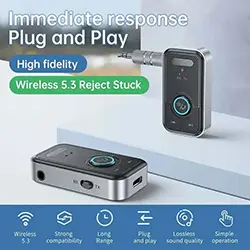 Emetteur Recepteur Audio sans-fil Bluetooth 5.3 AUX Jack 3.5mm pour haut parleur, casque, auto