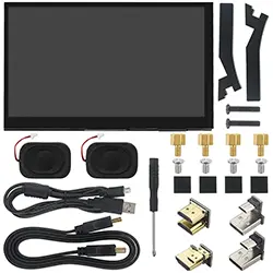 Ecran tactile 7 pouces IPS 1024 x 600 HD avec Haut parleur + Support compatible Raspberry Pi 4/5