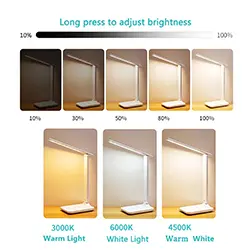 Lampe de Bureau Table LED de chevet Veilleuse avec protection oculaire USB MT-ACC24 avec 3 Températures de Lumière