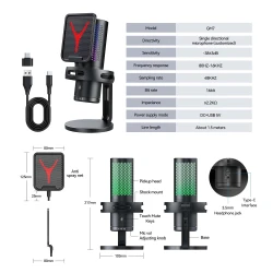 Yanmai GM7 Microphone Gaming USB RGB pour pour PC/Mac/PS4/PS5