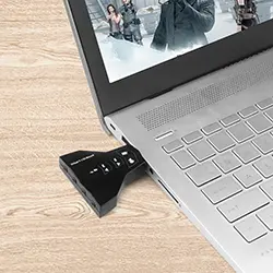 Carte son externe USB 7.1 3D double sortie Casque, Microphone, Jack 3.5mm pour ordinateur portable, PC, PS4