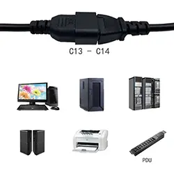 Câble d'alimentation Onduleur UPS 3x1mm² IEC320 C13 femelle vers C14 mâle 250V 10A 1.2m