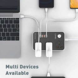 Multiprise rallonge universelle LDNIO SC3412 3 USB QC3.0 + 1 Type-C PD 20W + 3 Prise 2500W 2m