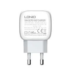 Chargeur LDNIO A2313C Charge rapide Type-C PD et QC3.0 double ports USB 18W pour Samsung Android iphone + Cable USB vers Type-C 1m