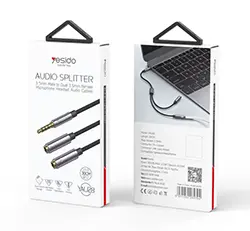 Adaptateur Audio Séparateur AUX 3.5mm Male Vers Double AUX 3.5mm Femelle Microphone et Casque YESIDO YAU28
