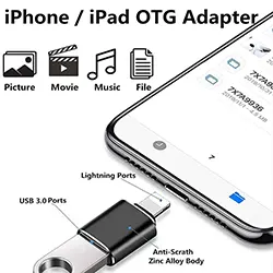 Adaptateur OTG Lightning vers USB 3.0 Femelle pour iphone Ipad iOS 13 et versions ultérieures
