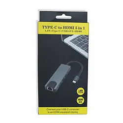 Adaptateur HUB 5 en 1 USB-C to HDMI + RJ45 + Type-C + 2 * USB 3.0
