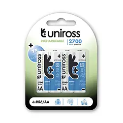 Pack 4 x Pile Rechargeable AA UNIROSS 2700mAh UN4AA2700