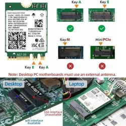 Carte Adaptateur sans fil WiFi 6E Intel AX210NGW Bluetooth 5.3 2.4G/5G/6GHz 802.11AX