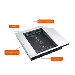 Adaptateur Rack disque dur M.2 SATA Caddy en forme DVD 9.5mm Pour ordinateur portable