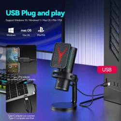 Yanmai GM7 Microphone Gaming USB RGB pour pour PC/Mac/PS4/PS5