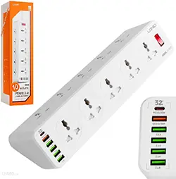 Multiprise rallonge universelle LDNIO SC10610 10 Prise 2500W + 5 USB QC3.0 + 1 Type-C PD 32W