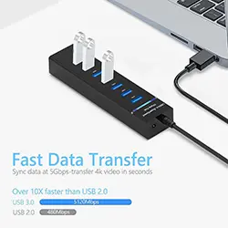HUB Concentrateur USB 3.0 7 Ports USB 3.0 30cm Pour PC Linux MacOS