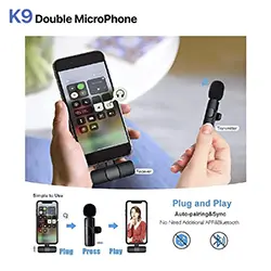 Double Microphone Lavalier cravate sans-fil K9 multi-plateforme Lightning iphone Type-c Micro USB