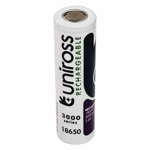 Pile Rechargeable UNIROSS Li-Ion 18650 3.6V 3000mAh Plat BULK FT UBFT1830ST